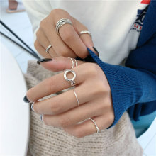 韩国东大门S925纯银双层圈圈戒指女ins风极简食指尾戒光面麻花戒