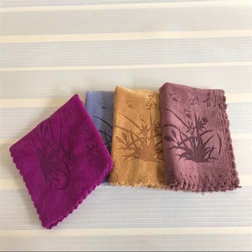 Logo tea towel square towel tea cup mat tea table rag thick absorbent non-falling hair Chinese style soft