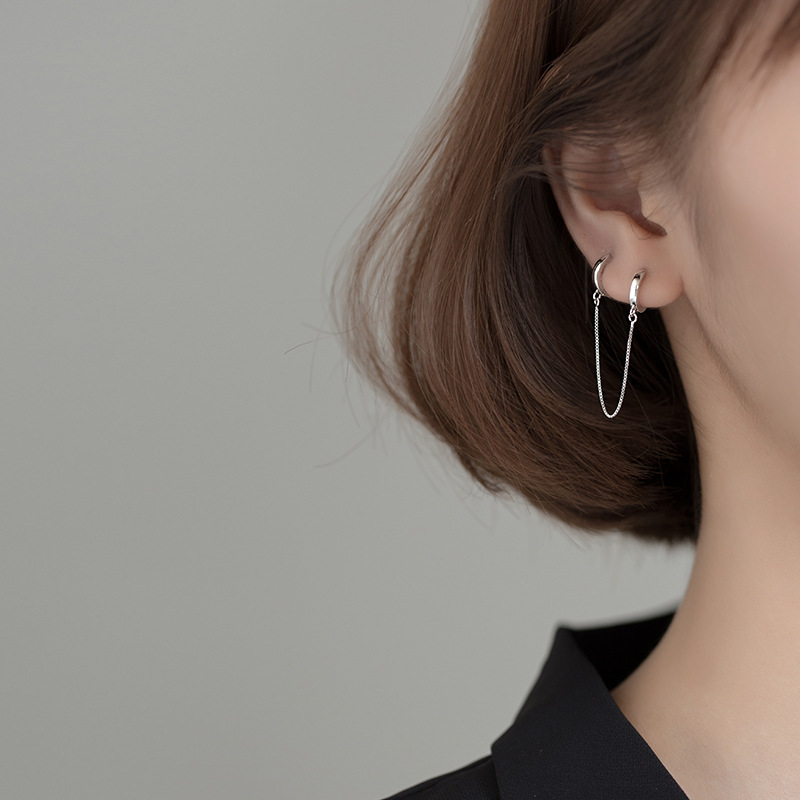 Eloch s925 botón de orejas de plata para mujeres coreanas frescas y simples paisaje agujeros de orejas temperamento de orejas G7420