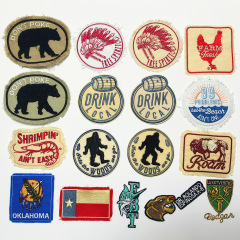 高端品質毛絨水洗帶背膠徽章布貼補丁貼刺繡亞馬遜零售貨源速賣通