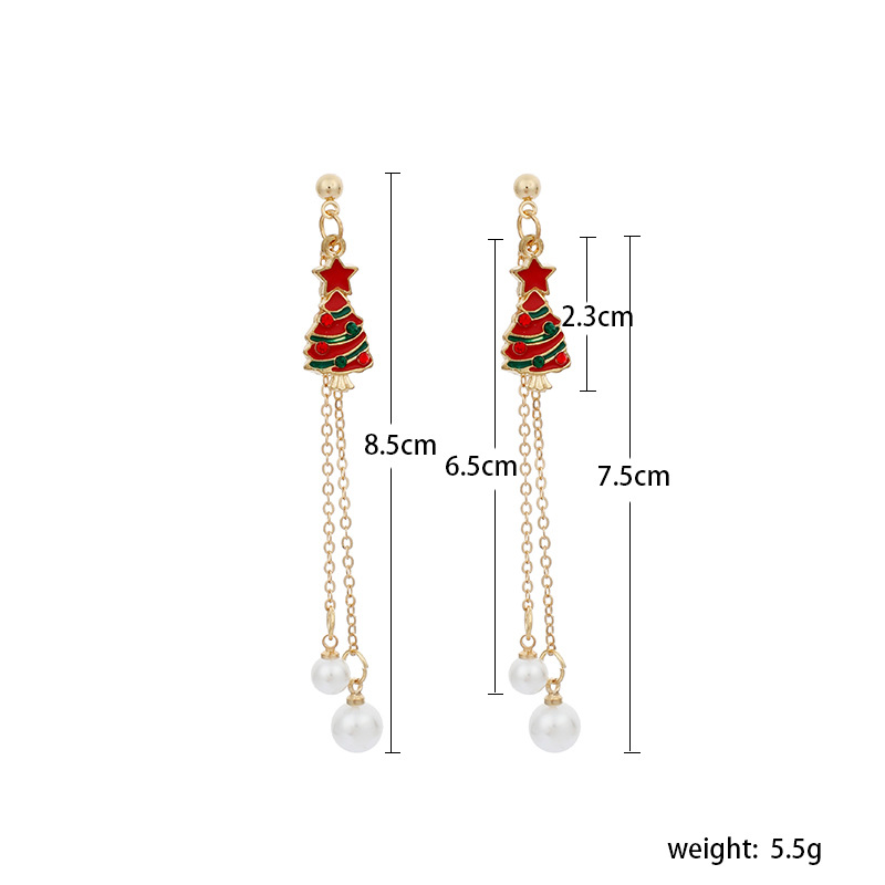 6g Weight Earrings Classification Women'S Gender Christmas Style Christmas Tassel Retro Pearl Earrings 无