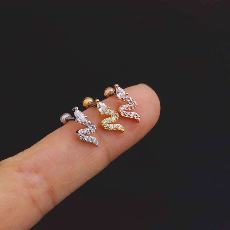 Ear Cartilage Rings & Studs Lady Flower 316 Stainless Steel  Copper Inlaid Zircon display picture 3