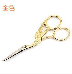 Stainless steel gold-plated crane-shaped scissors, vintage scissors, silk thread scissors, tea leaf scissors, cross-stitch thread end scissors