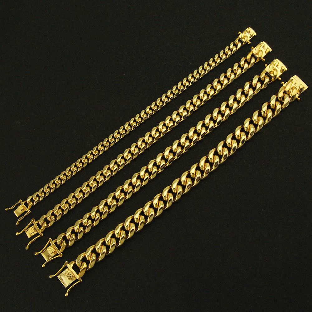 Cuban Link Chain Curb Chain Chain Type Anniversary, Business, Travel Occasion Fashion Geometric Stainless Steel Plating No Inlaid Men'S Bracelets Men's Chain Bracelets