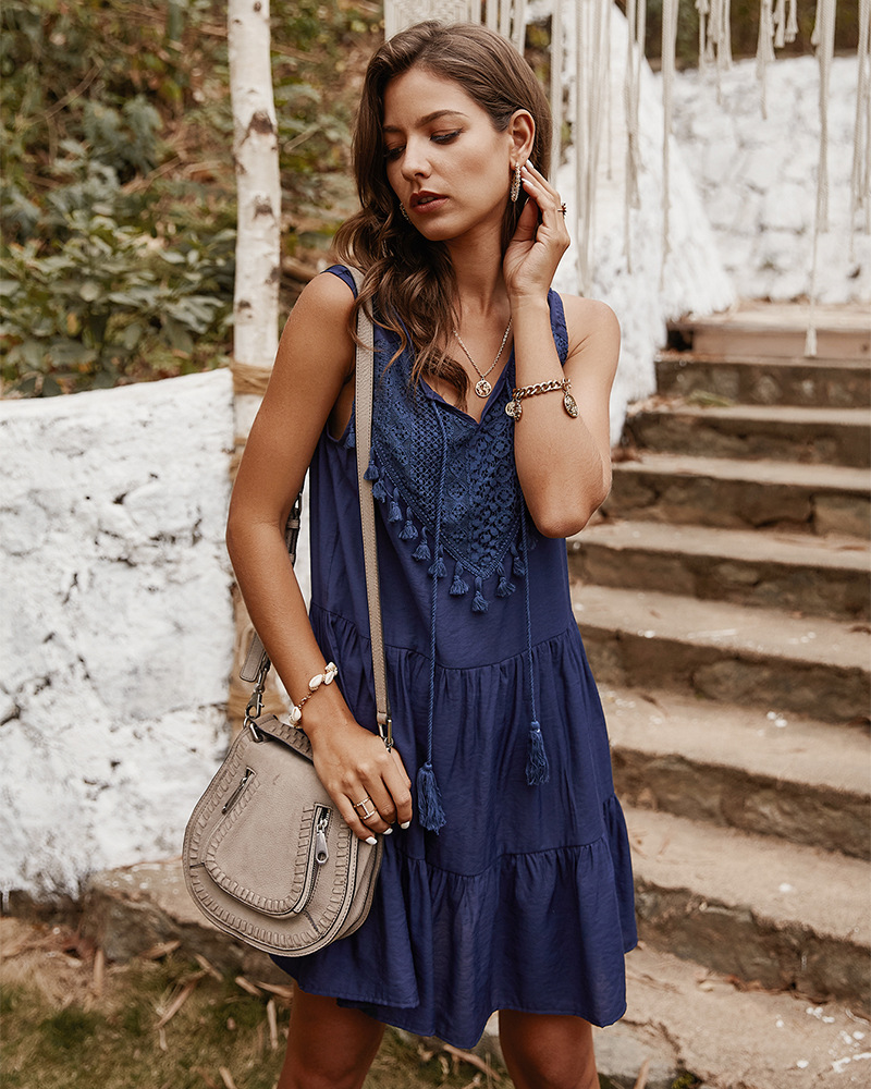 women's summer new loose sexy pure color super fairy dress NSKA1056