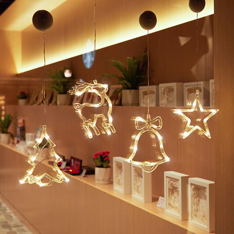 Navidad Lámpara decorativa tienda ventana de cristal lámpara colgante vacaciones atmósfera diseño lámpara de succión campana pequeña joyería colgante