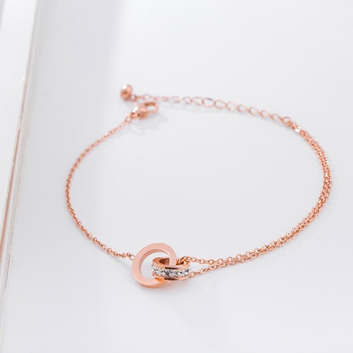 Roman ring full diamond circle titanium steel anklet women's leg ring jewelry beach accessories jewelry 18K rose gold