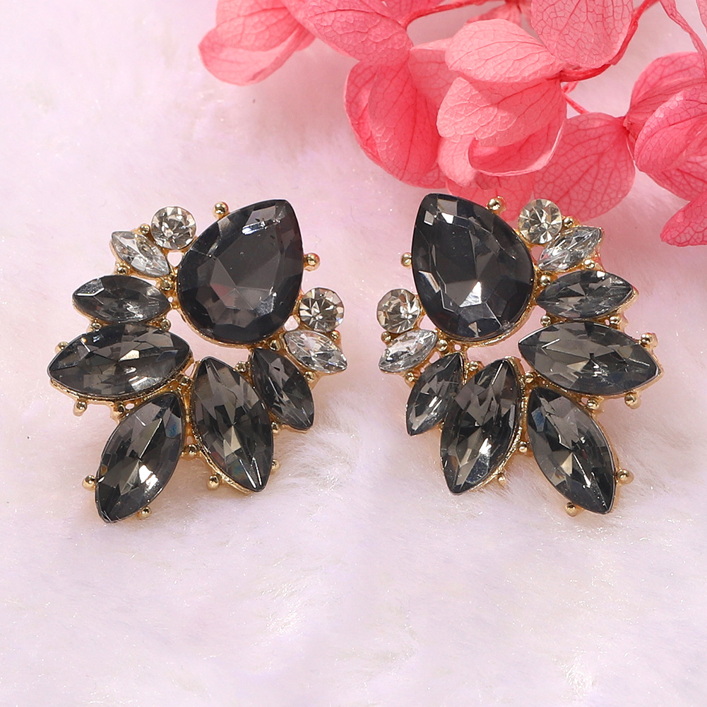 New Fashion Diamonds   Petals Water Drops Gemstones  Big Jewelry Earrings Nihaojewelry Wholesale display picture 3