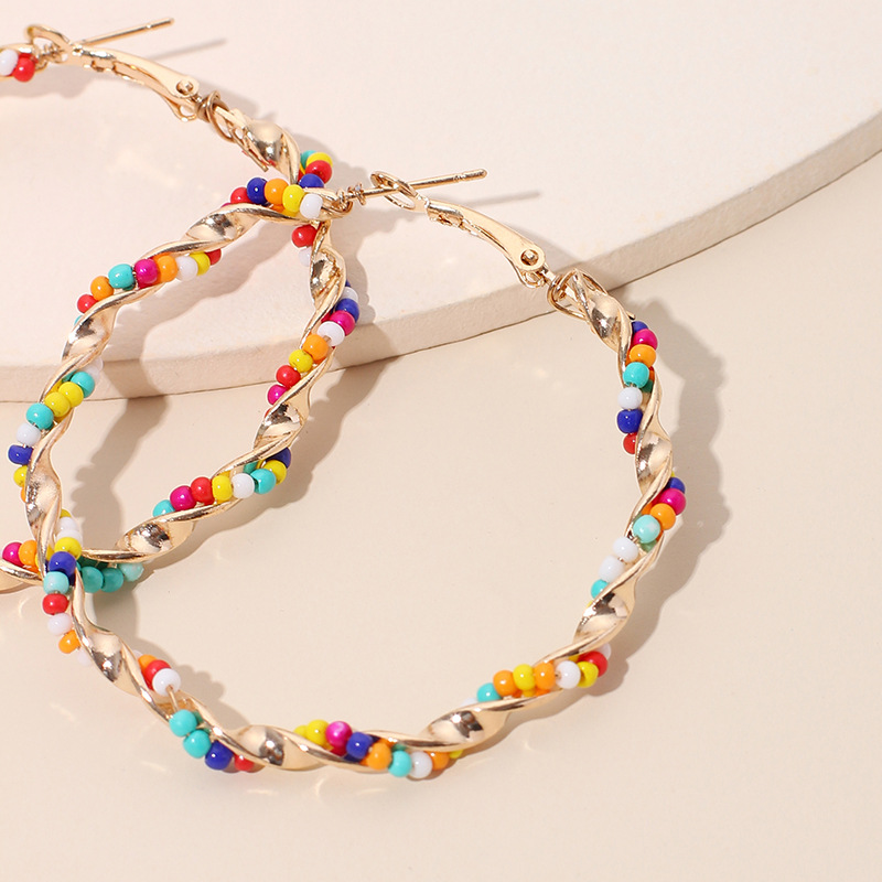 New exaggerated big circle trendy bohemian round bead earrings for women