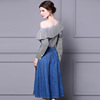 Two piece denim A-line skirt