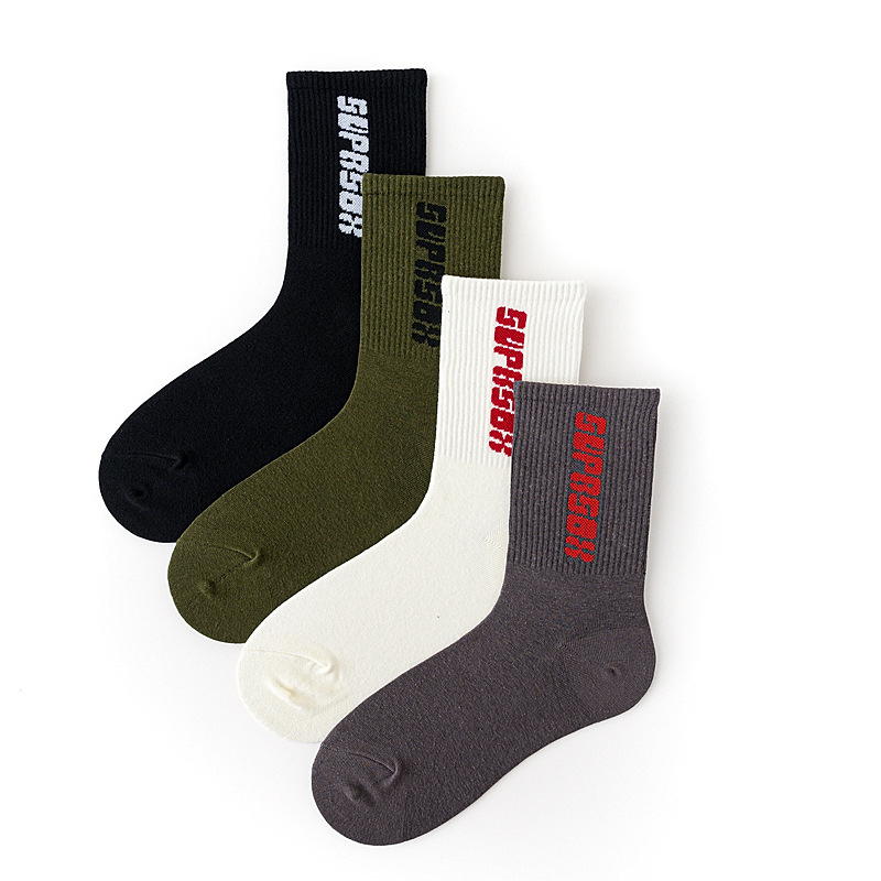Cotton Crew Socks For Men Solid Colour Winter Autumn Street Style_voghion.com