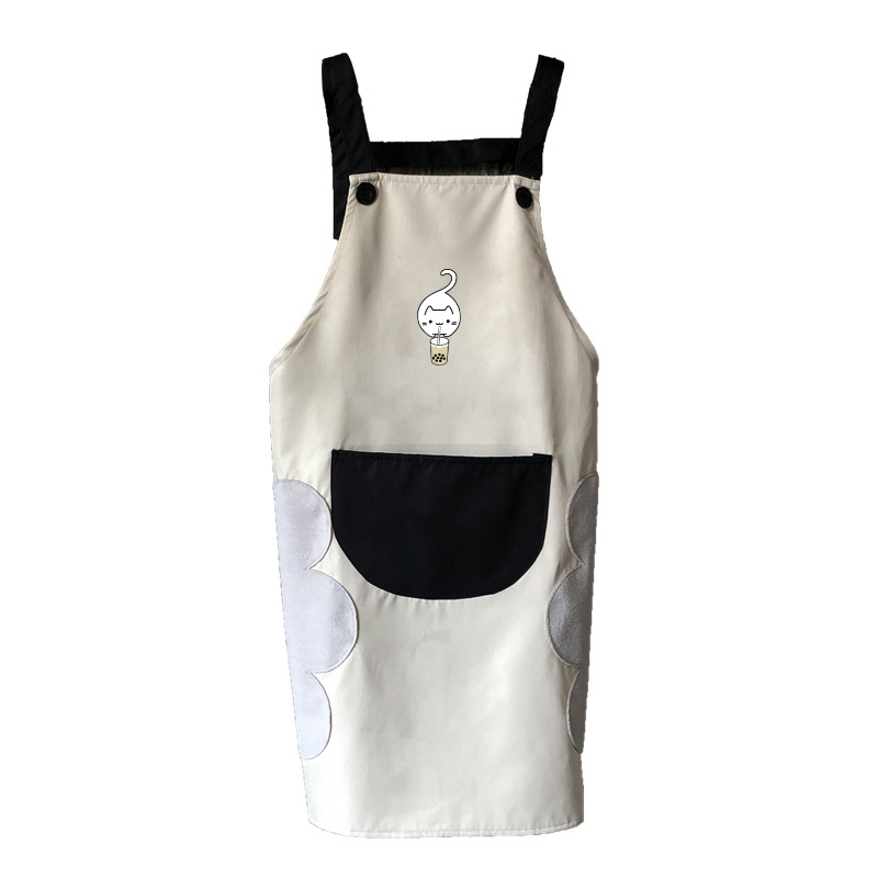 Delantal de limpieza de manos impermeable multifuncional de cocina sin mangas a prueba de aceite de moda coreana para hombres y mujeres delantal de impresión LOGO para el hogar