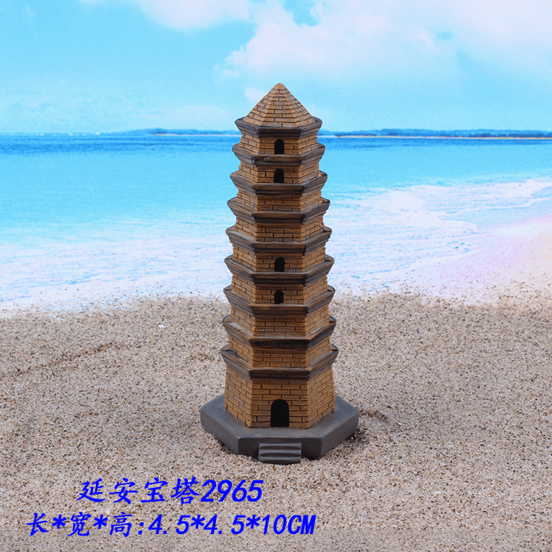 Factory direct supply resin pagoda aquarium fish tank decoration micro landscape landscape Yan'an pagoda craft ornaments