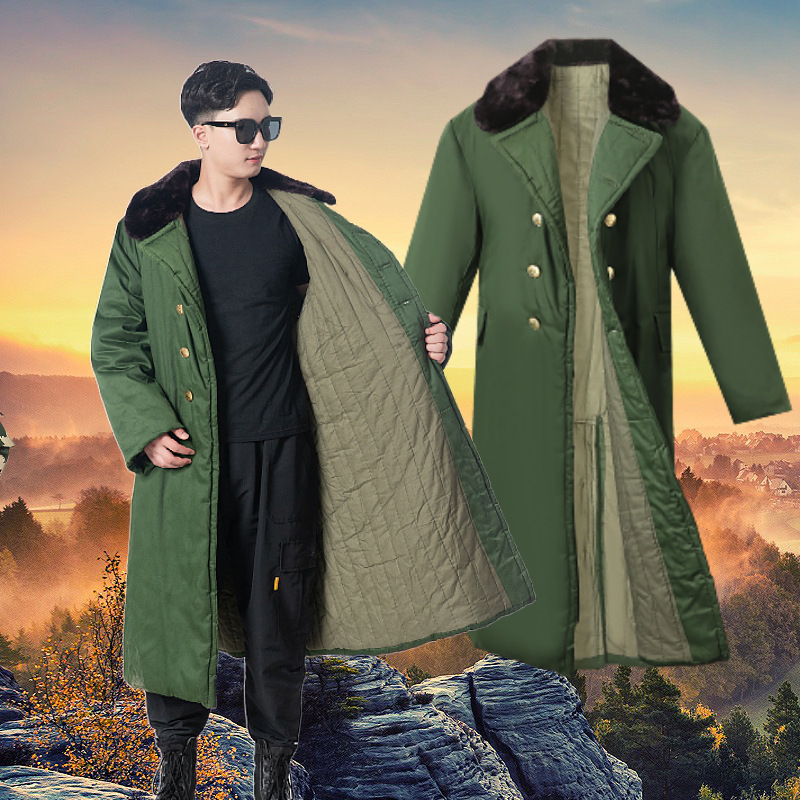 outdoors lengthen overcoat old-fashioned Dacron Fabric keep warm Cold proof thickening Winter clothes overcoat Labor insurance overcoat