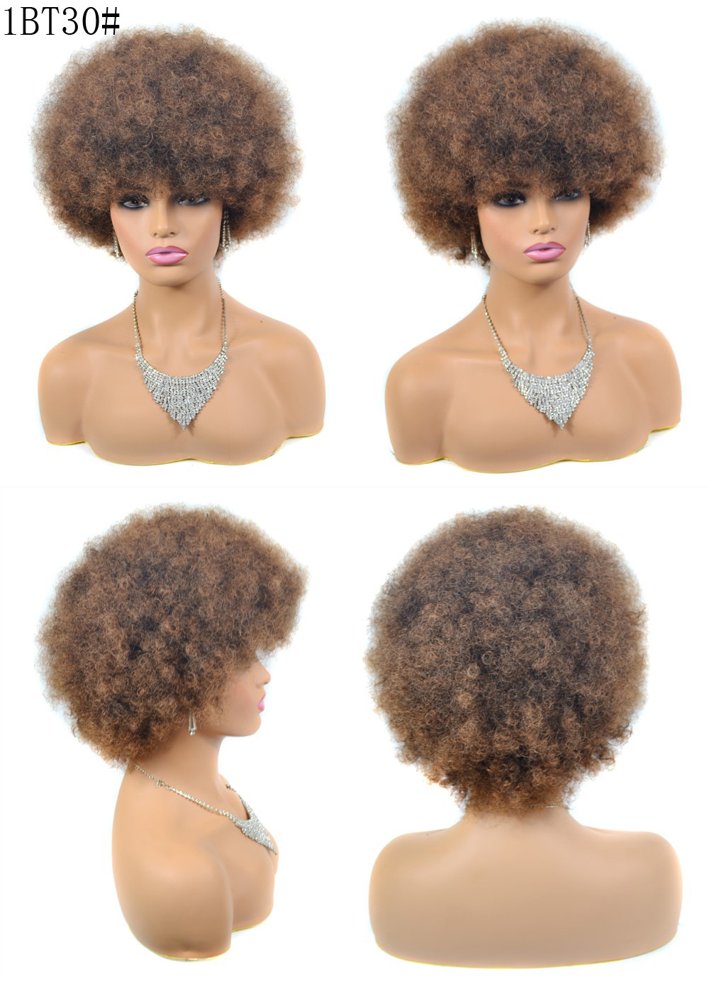 Synthetic wig Explosive microwave curly hair fluffy short wig headband_voghion.com