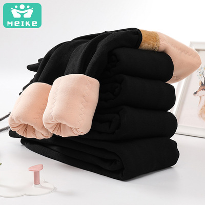 魅客20新款女童打底褲加絨加厚北方過冬三層壹體蠶絲兒童保暖棉褲