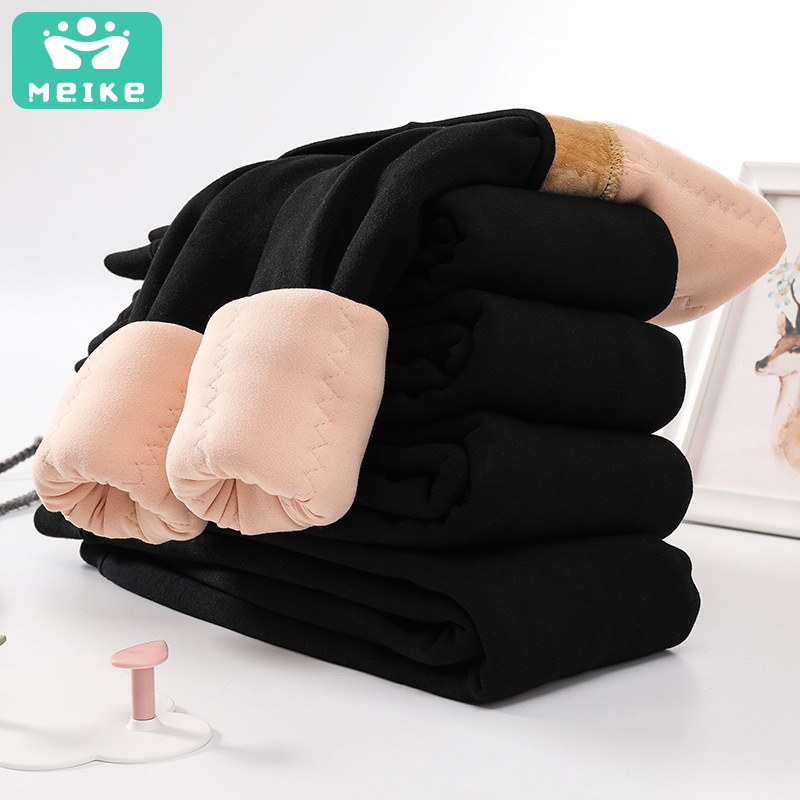 魅客20新款女童打底褲加絨加厚北方過冬三層壹體蠶絲兒童保暖棉褲