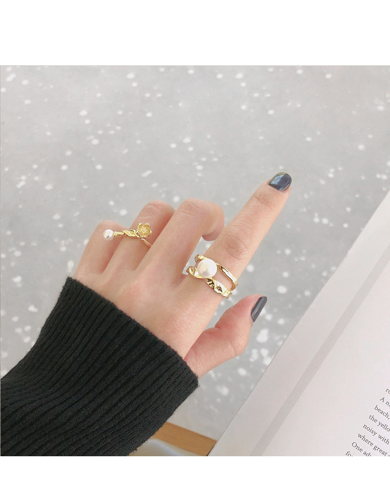 Fashion Solid Color Sterling Silver Open Ring Plating Inlay Pearl 925 Silver Rings