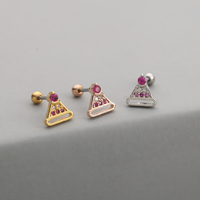 Fashion Elk Copper Ear Studs Inlay Zircon Copper Earrings 1 Piece