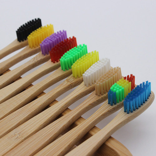 Cross-border bamboo toothbrush DuPont bristle toothbrush set Adult nylon 10 colors bamboo brush direct factory sale