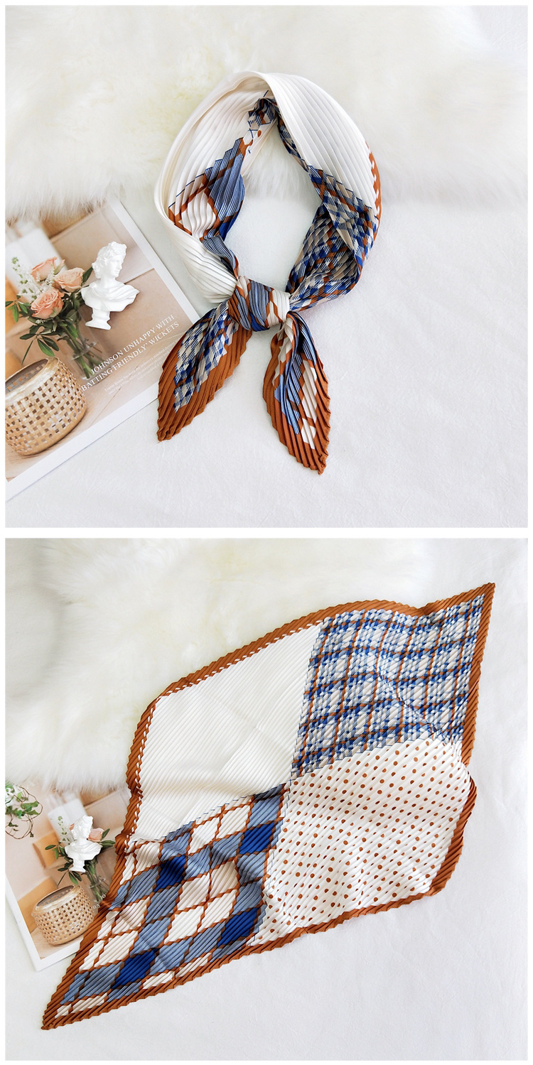 60g Weight Silk Scarf Classification Travel Occasion Polyester Material Spot, Stripe Pattern Spring&Summer Season Unisex Gender Sweet Style Khaki, Multicolor, Grey&Pink, Grey, Red, Green, Blue, Yellow, Black Color Unisex Sweet Spot Stripe Polyester Silk Scarf 8