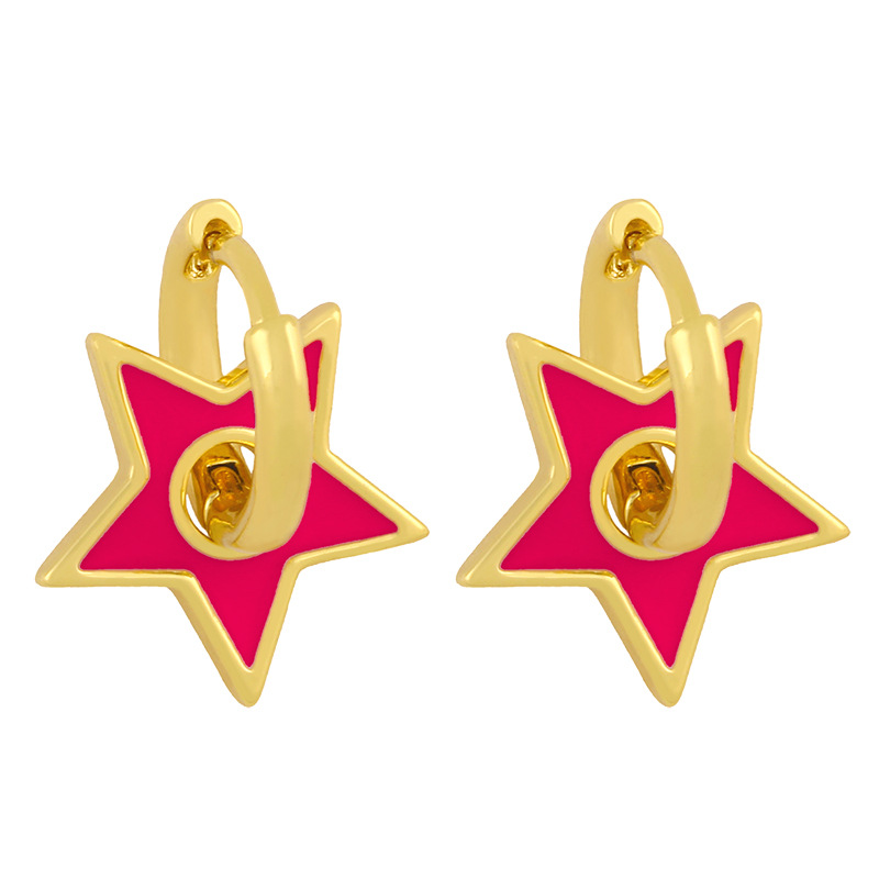 New  Fashion  Drop Oil Five-pointed Star Earrings display picture 6