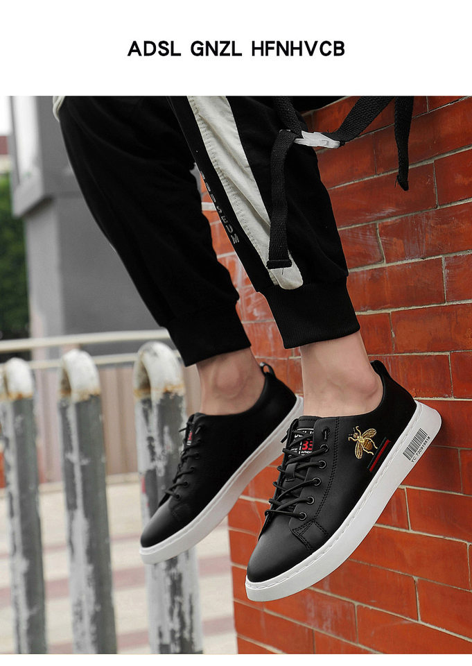 Giày sneaker nam da bò cổ thấp đế bệt, giày thể thao thoáng khí tăng chiều cao — S920 màu trắng, S920 đen chi tiết 18