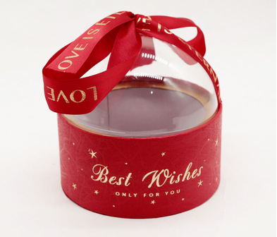 创意亚克力半圆情人节礼品盒丝绒圆筒伴手礼盒套装喜糖盒子