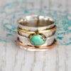 Retro turquoise metal wedding ring suitable for men and women, European style, wish, wholesale, three colors