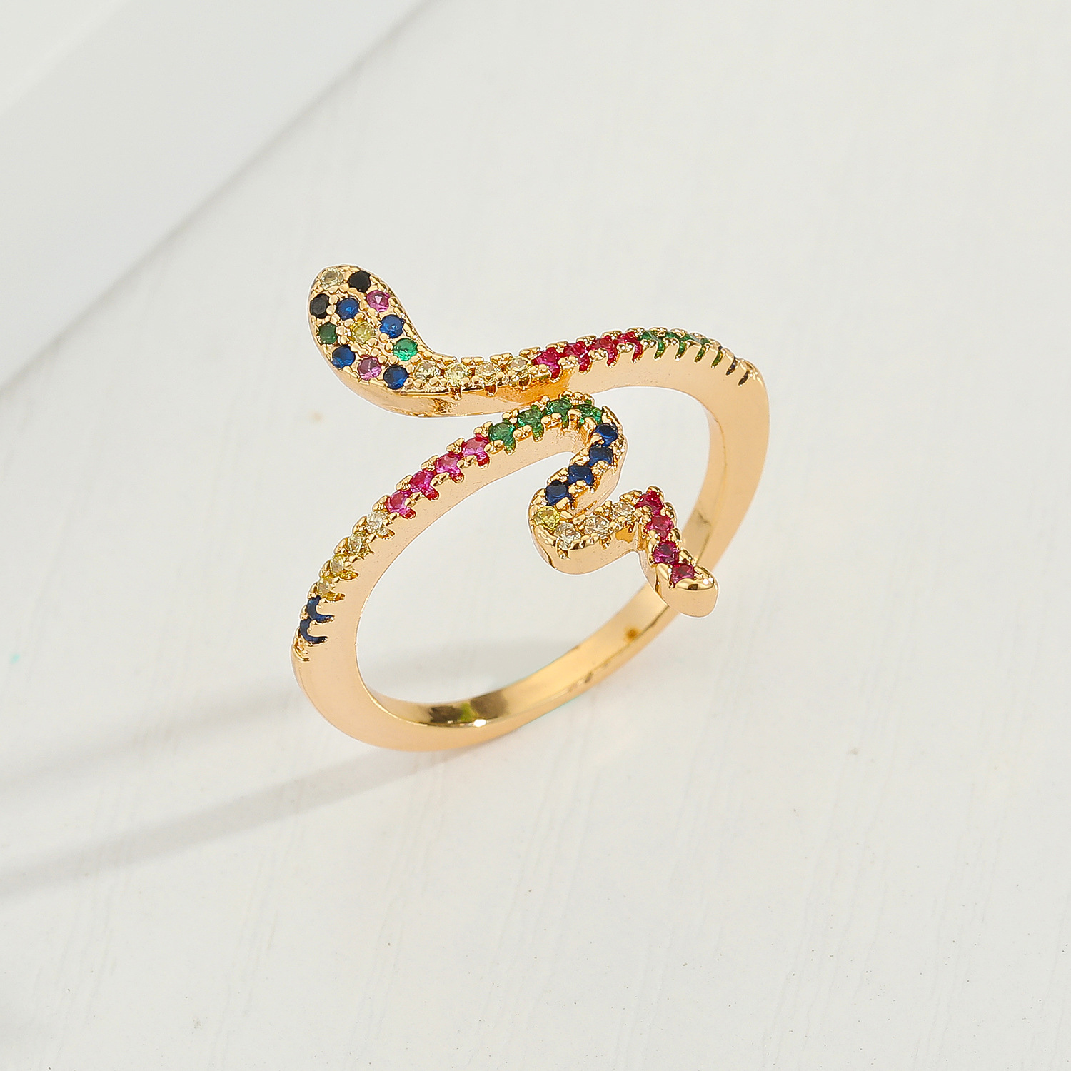 Anillo Ajustable De Serpiente De Diamante Cobra De Circón Anillo De Serpiente De Circonio De Nuevo Color Al Por Mayor display picture 5