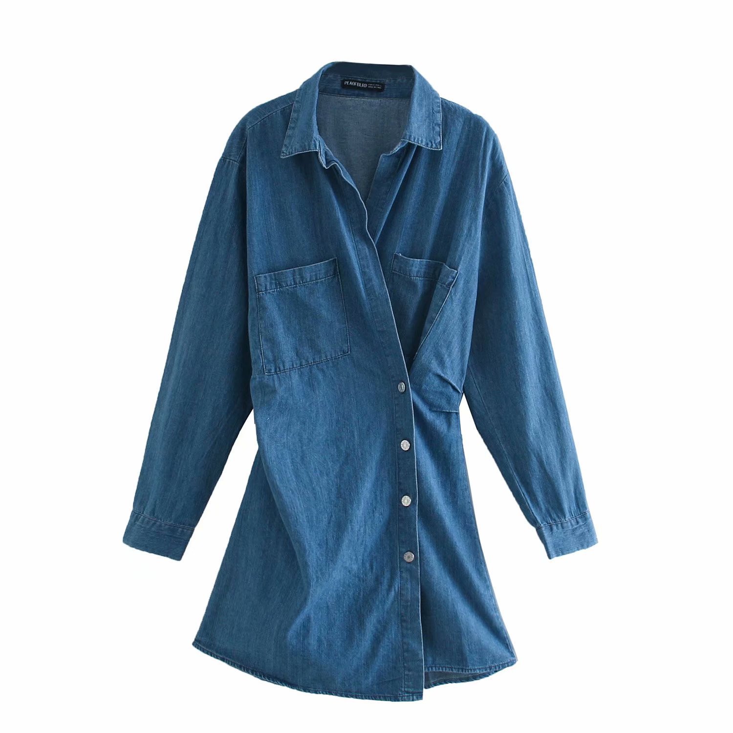 autumn double-breasted shirt-style denim dress  NSAM6870