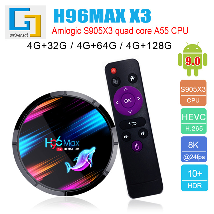 H96MAX X3 TV Box S905X3 Android 9.0 TV B...