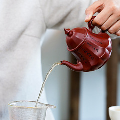Yixing famous raw ore Dahongpao purple sand pot, fully handmade ancient lamp teapot, kung fu tea set, one piece delivery