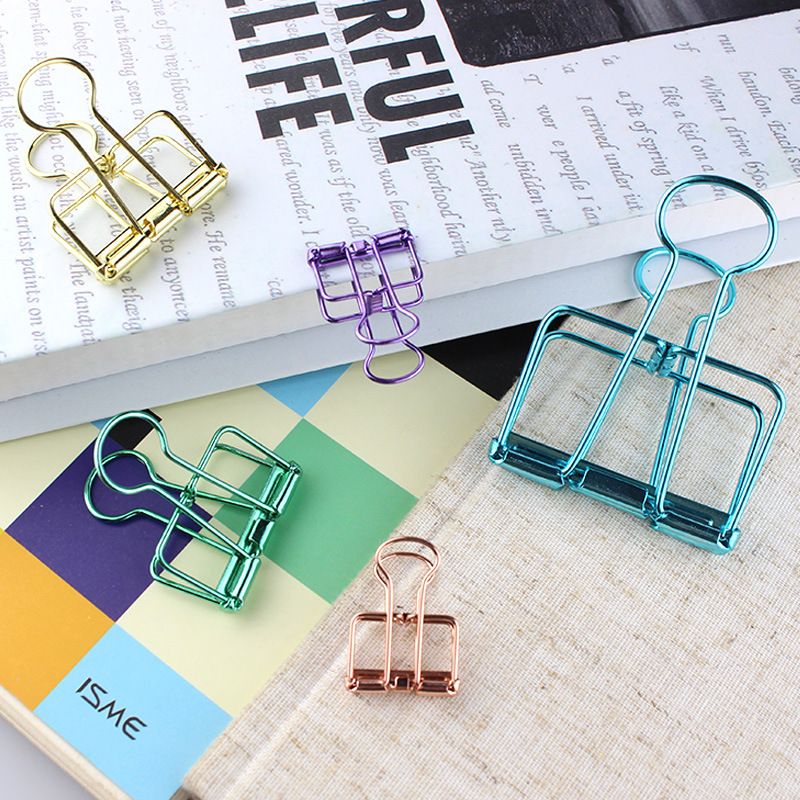 Cutout simple metal cute color creative long tail clip Office supplies electroplated stationery clip dovetail clip ticket clip
