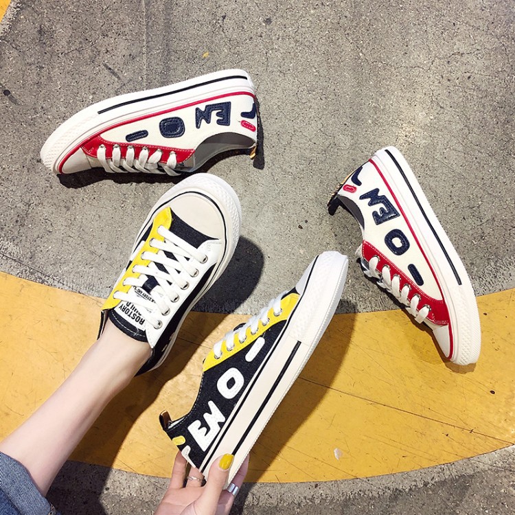 流行时尚单鞋2020春季系带圆头帆布鞋抖音网红爆款休闲平底板鞋女|ms