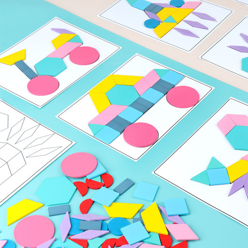 Kindergarten jigsaw puzzle board middle and large class area materials children's educational geometric shape color area corner toys