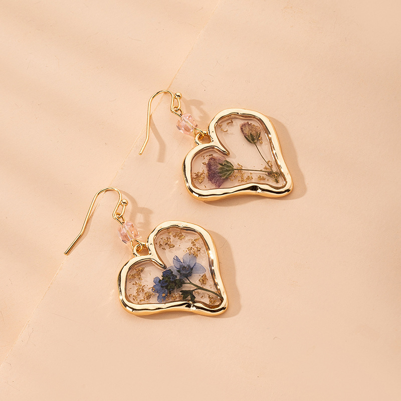 Korea New Geometric Heart-shaped Flower Pendant Earrings For Women Wholesale display picture 1