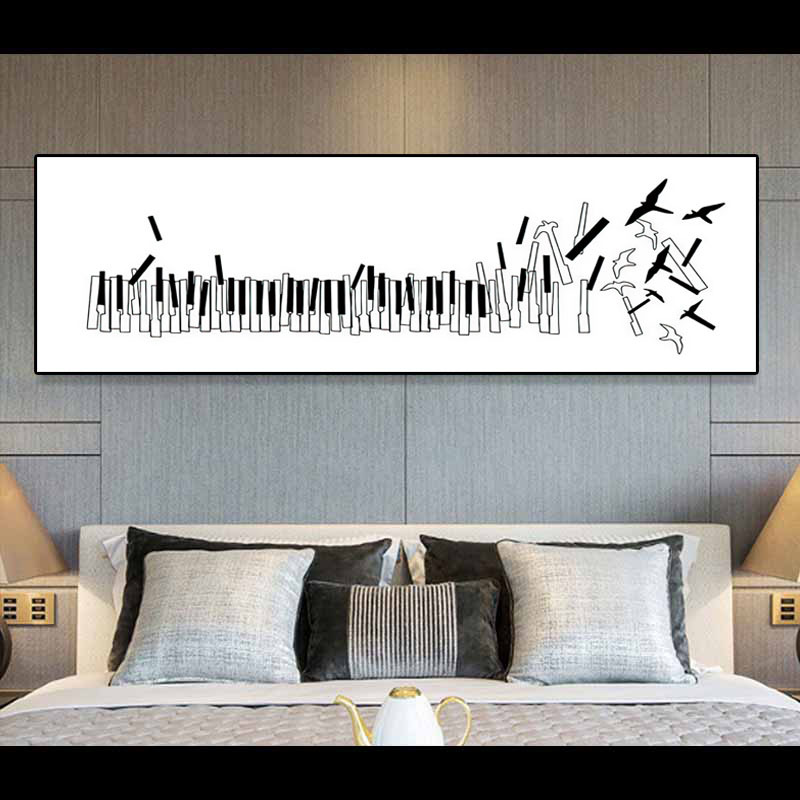 modern Simplicity bedroom Bedside metope Decorative painting Room Background wall Abstract Hanging picture black and white line mural