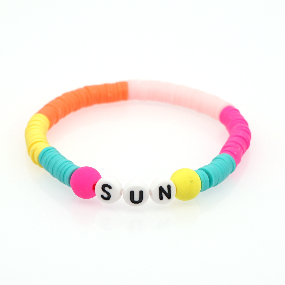 Fashion Trendy  Vacation Beach Style Color Soft Ceramic Letters Bracelet Female Jewelry Nihaojewelry Wholesale display picture 16