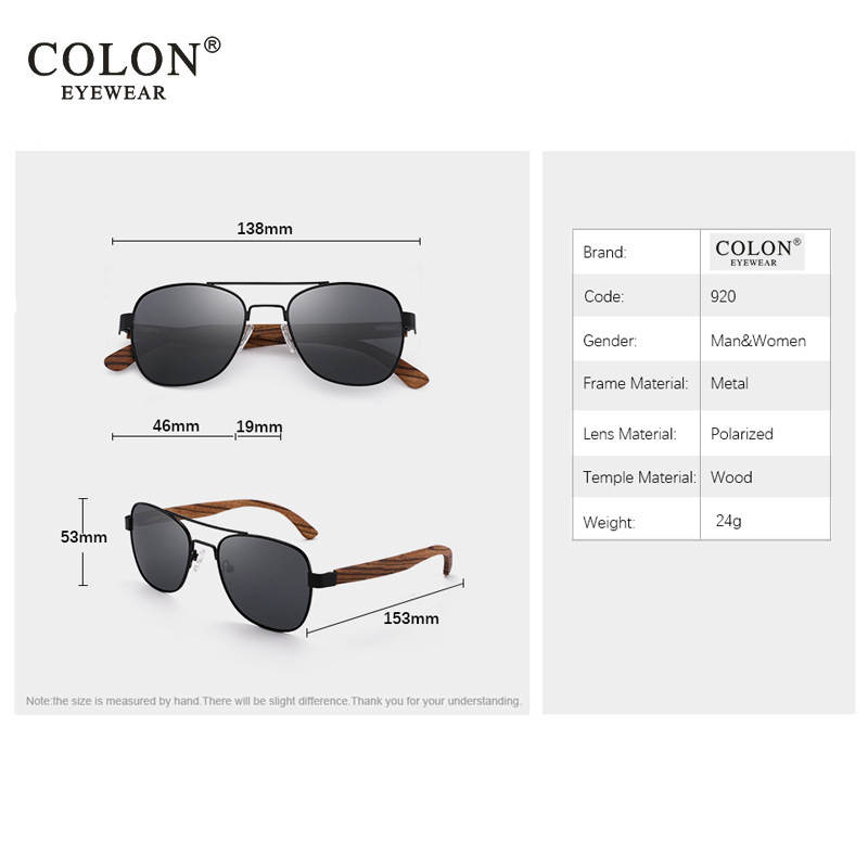 2020时尚方形木质太阳镜飞行员宝丽来偏光墨镜环保眼镜