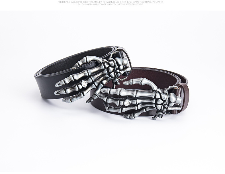 Men's Leather Belt With Skull Claw Buckle For Biker Style_voghion.com