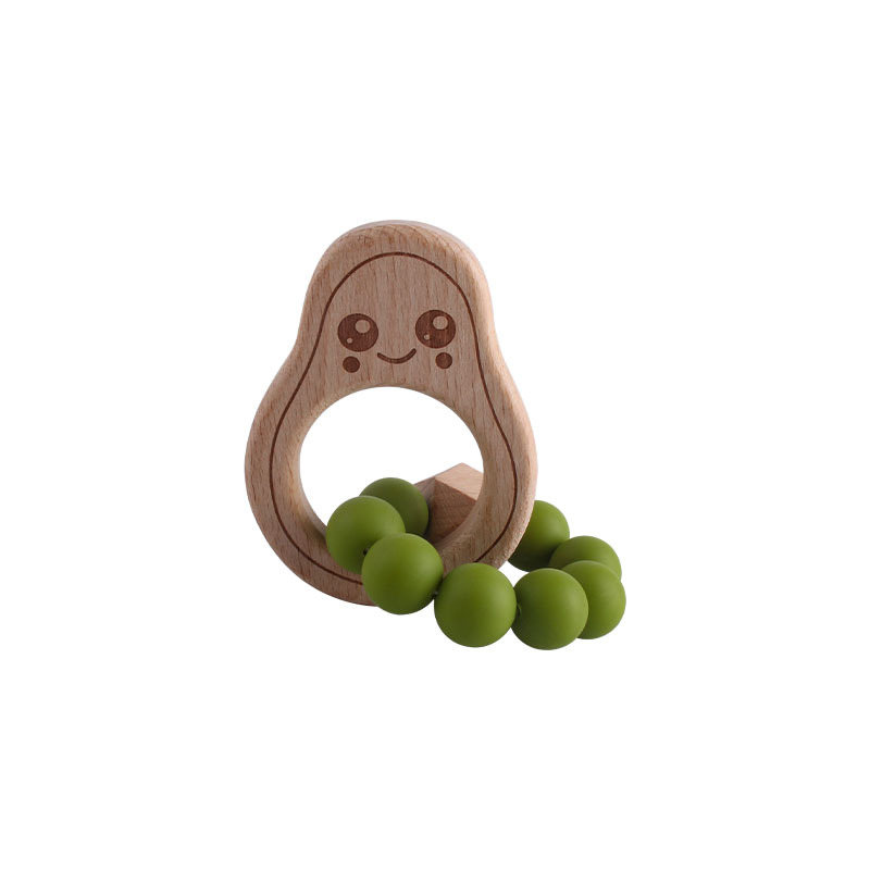 Nuevo bebé de dibujos animados haya aguacate juguete mordedor bebé Seguridad protección del medio ambiente silicona pulsera palo