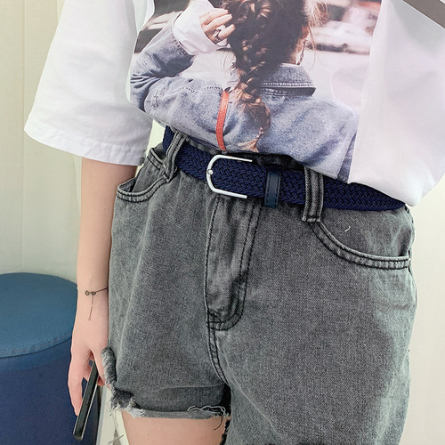 Belt for women with skirt military training braided decorative fine canvas simple belt for men Korean style simple matching trendy student