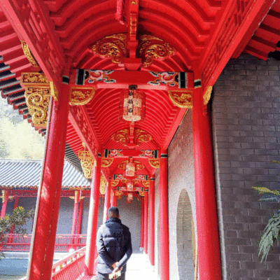 中式仿古门窗 寺庙古建木制品 寺庙长廊亭子定制 中式木质四合院