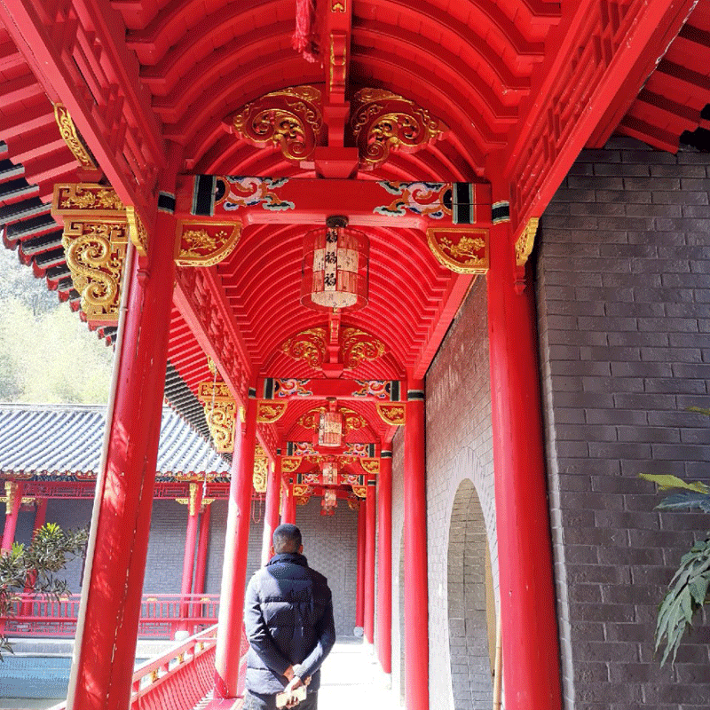 中式仿古门窗 寺庙古建木制品 寺庙长廊亭子定制 中式木质四合院