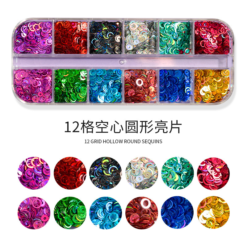 Caja larga lentejuelas redondas huecas