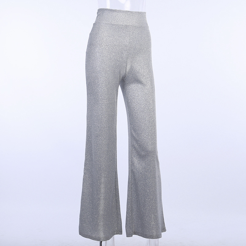 Shiny High Waist Wide-Leg Pants