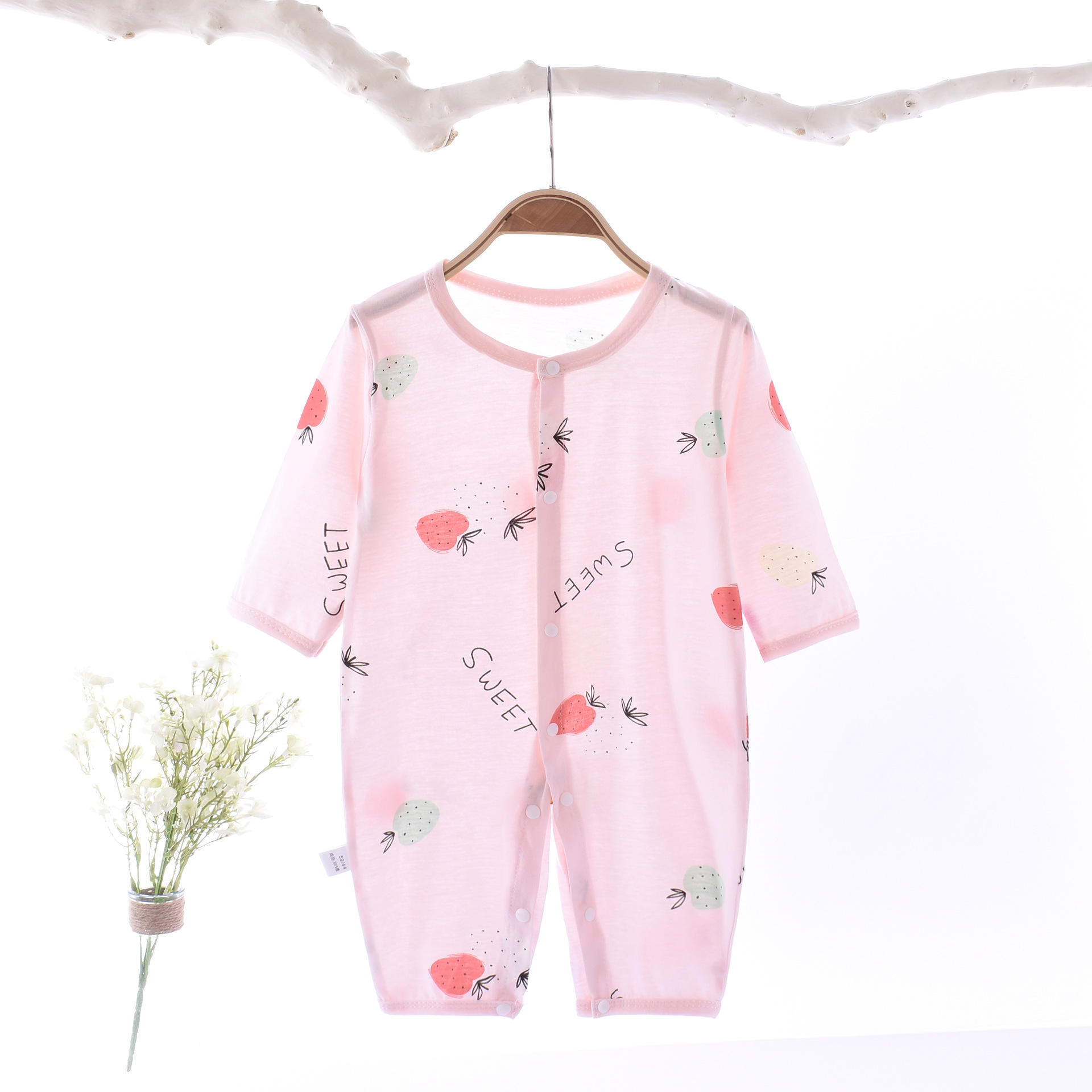 baby ultrathin ventilation A summer Long sleeve printing one-piece garment Combed pure cotton Bamboo fiber baby Romper Air conditioning service