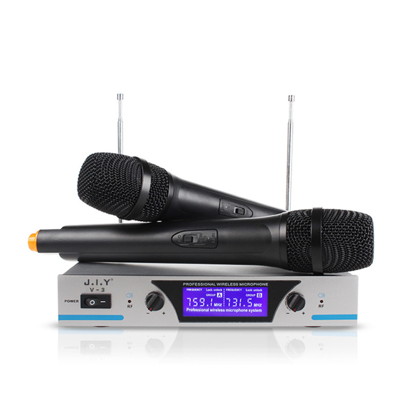 JIY一拖二无线话筒 跨境家用家庭KTV卡拉OK会议演讲唱歌VHF麦克风