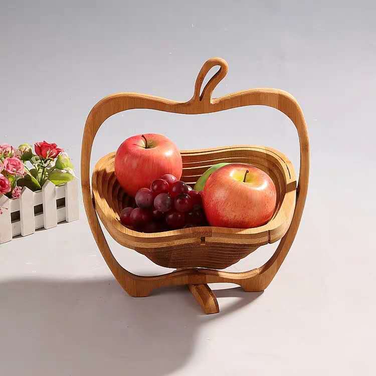 New bamboo fruit basket, folding fruit basket, fashionable and creative bamboo basket, fruit basin, bamboo and wood craftsmanship detail image 2